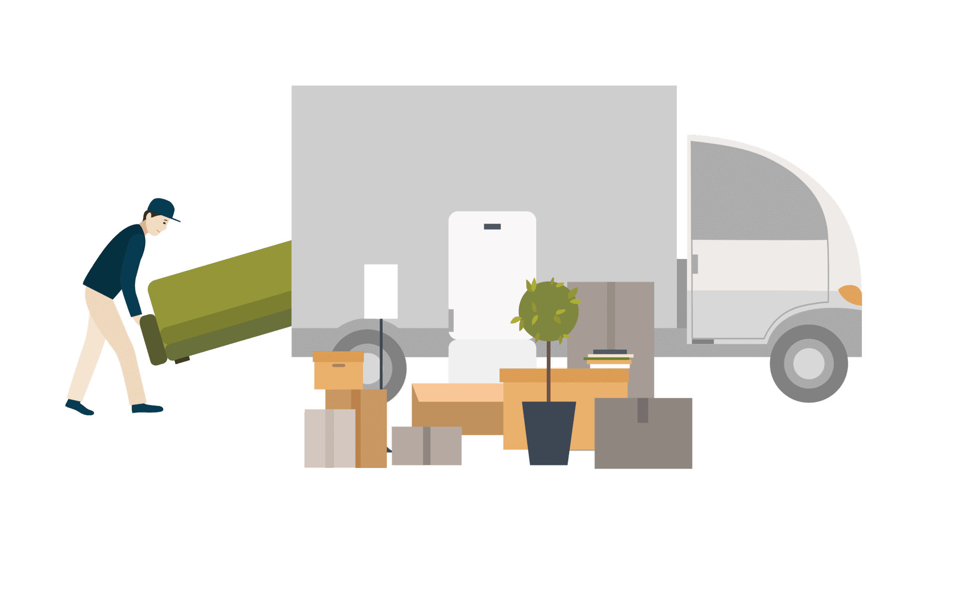 Man putting couch into moving van